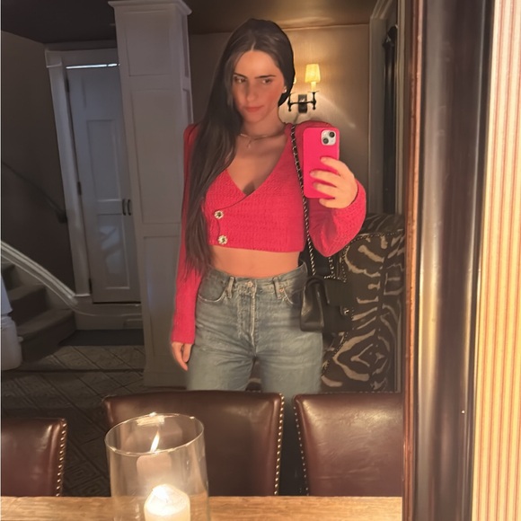 Zara Tops - Zara Stylish Pink Women's Crop Top